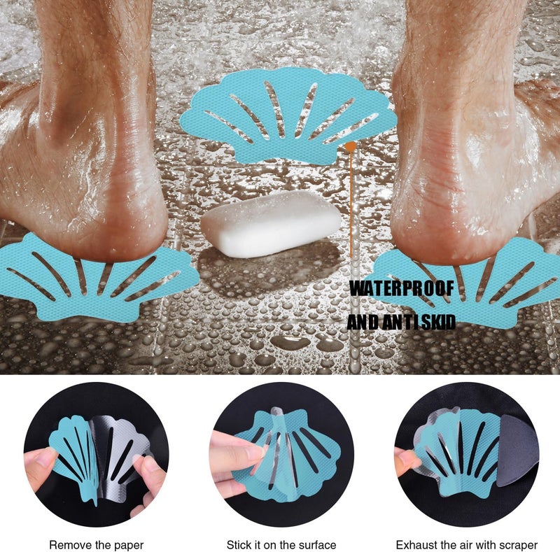 Secopad Original Bathtub Stickers Non-Slip, River-Mussel Safety Shower Treads Adhesive Appliques with Premium Scraper - Image 5