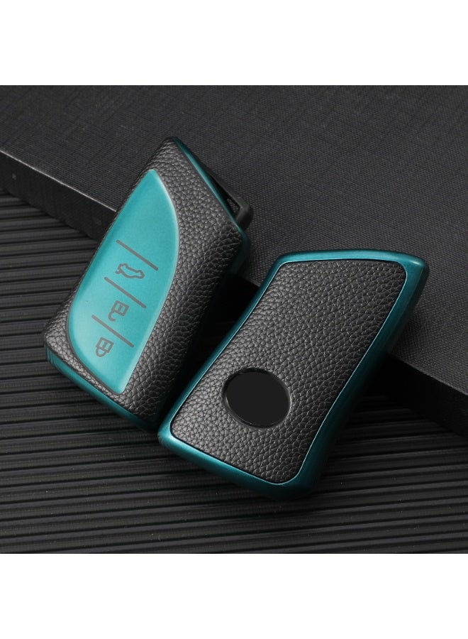 OUYoo Compatible with lexus Key fob Cover with Keychain,Metal Keychain,TPU Protective Key case,Upgrade the TPU surface texture shell,Compatible with 2018-2025 ES250 ES350 UX200 NX300h RX350 RX450h GX460 TX550 LX600 LS500 LC500h ect new Remote Smart Key,With keychain.(green) - Image 3