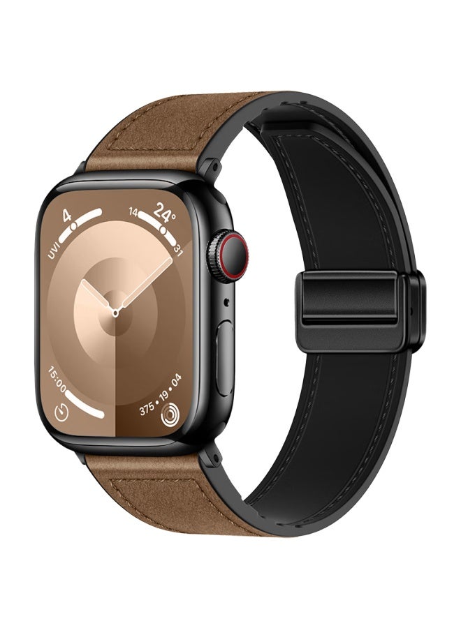 BHO Genuine Leather Magnetic Closure Watch Band For Apple Watch Series 10/ultra 2, Compatible With Iwatch Series 9/8/7/6/5/4/se - Image 2