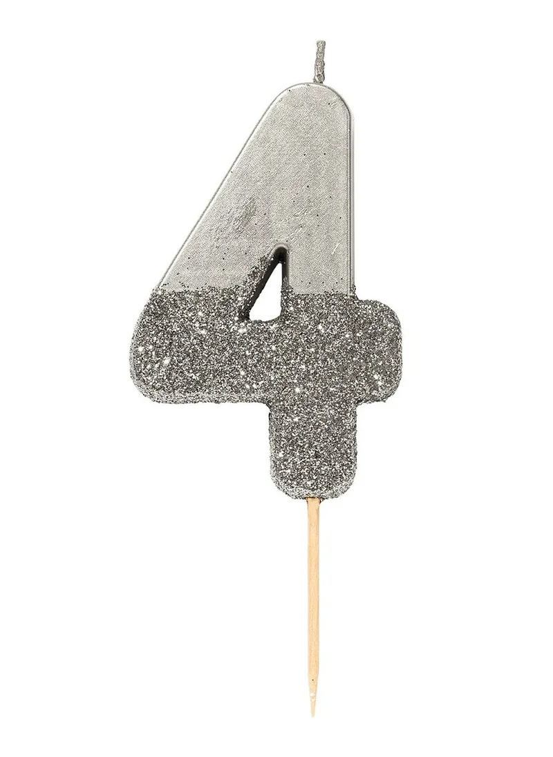 Talking Tables Silver Glitter Number Candle - 4