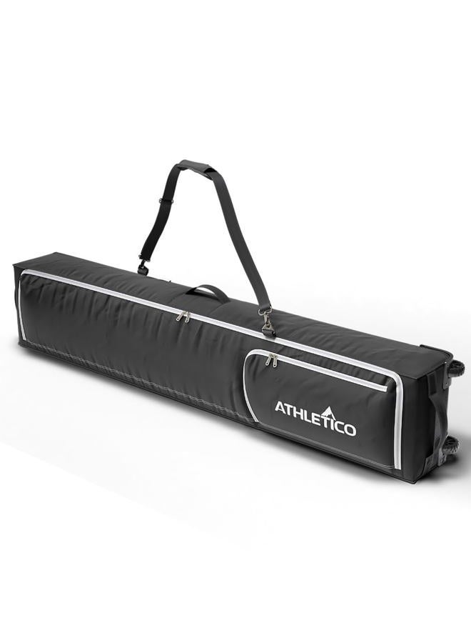 Athletico Rolling Double Ski Bag - Padded Ski Bag with Wheels for Air Travel (Black, 175cm) - Image 3