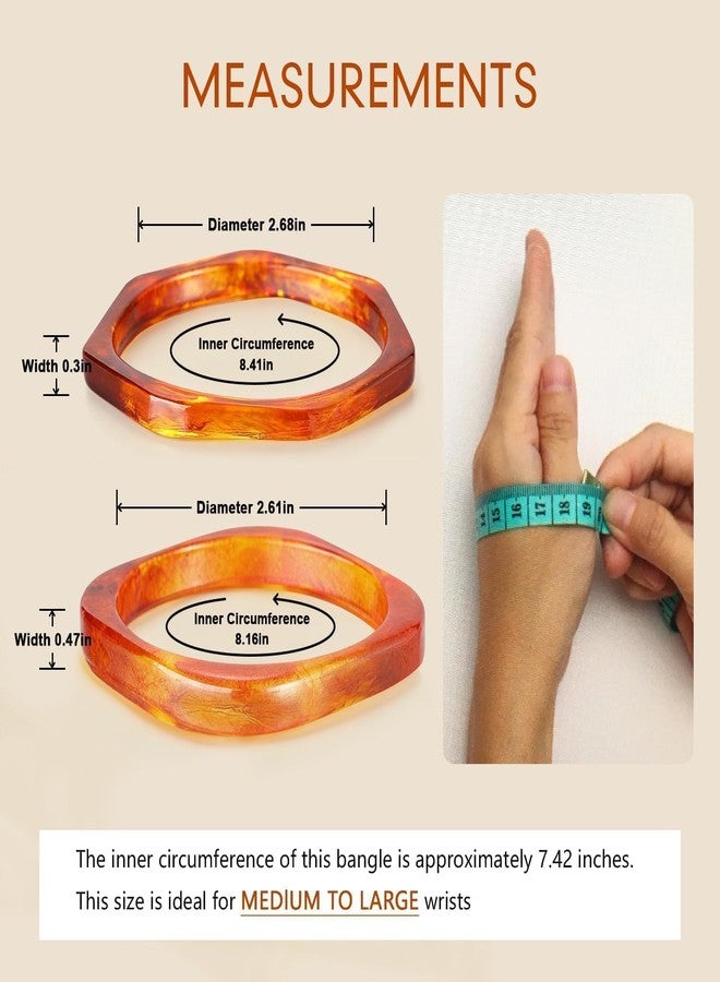 SYGY 4PCS Chunky Acrylic Bangles Bracelets for Women, Geometric Acrylic Resin Wide Thin Bangle Bracelet, Geometric Square Wristbands, Plastic Bracelet for Women - Image 2