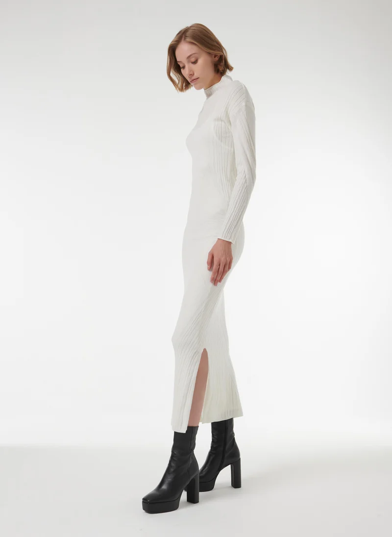 leem High-Neck Jacquard Knit Dress