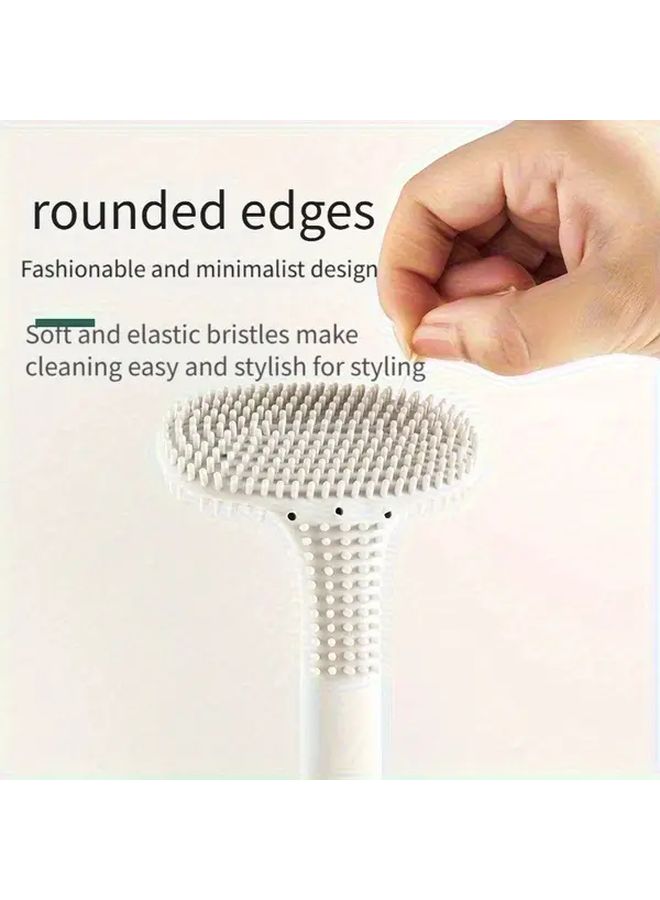 فرشاة مرحاض سيليكونية مريحة بيضاء، بتصميم مضرب الغولف، قابلة للتثبيت على الحائط - Image 5