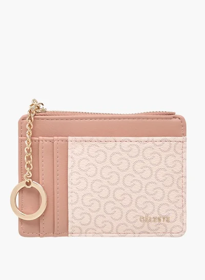 سيليست Women Monogram Print Wallet with Zip Closure