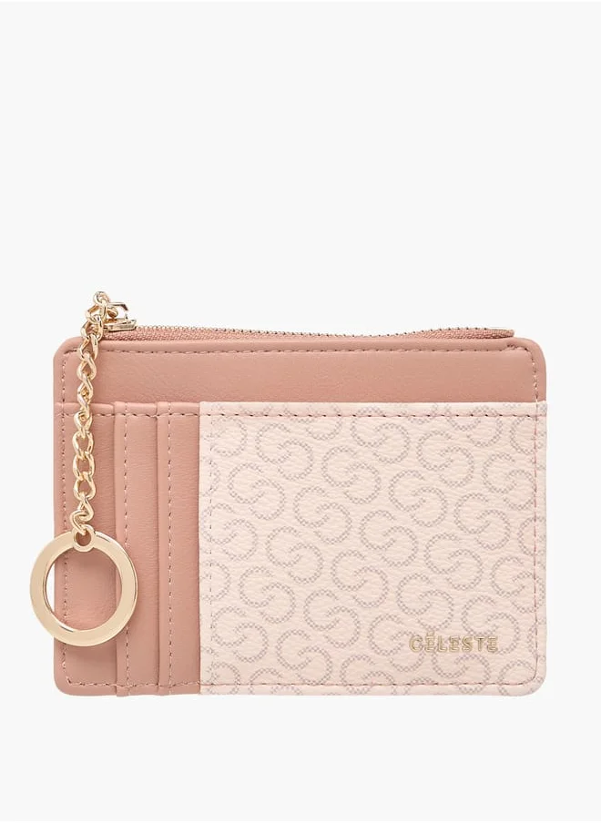 Celeste Women Monogram Print Wallet with Zip Closure