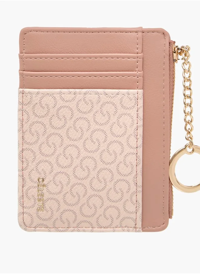 Celeste Women Monogram Print Wallet with Zip Closure