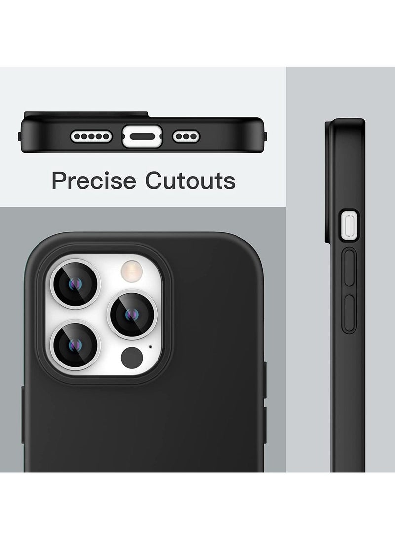 Raxoom Silicone Case for iPhone 14 Pro 6.1-Inch, Silky-Soft Touch Full-Body Protective Phone Case, Shockproof Cover with Microfiber Lining (Black) - Image 1