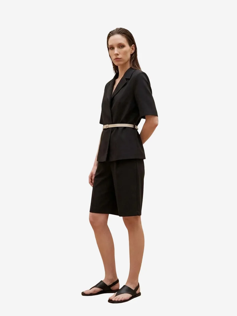 My Fashion Black MY FASHION Belted Short Jacket and Wide-Leg Trousers Set for Women | Best Price UAE