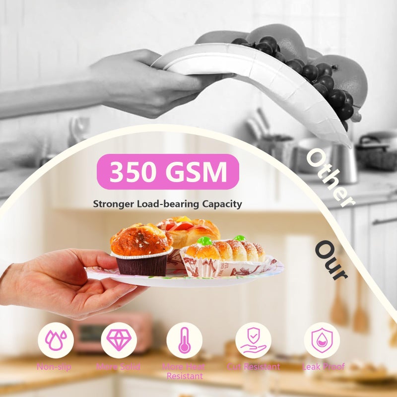 Grencian 96 Pcs Princess 3rd Birthday Party Supplies Her Royal Threeness Party Plates and Napkins Watercolor Pastel Rainbow Castle Party Decorations for Girls Princess Three Years old Birthday Party Serves 24 - Image 4