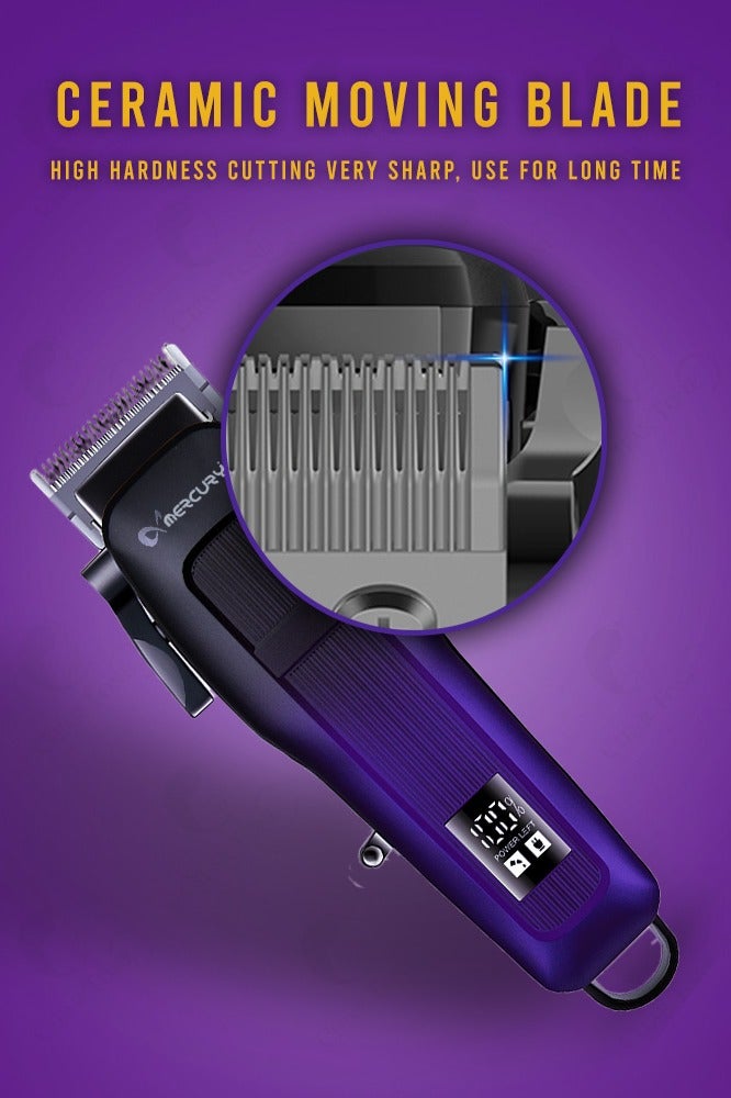 ميركيري ماكينة حلاقة/تشذيب شعر ميركوري قابلة لإعادة الشحن - محرك قوي مضاد للاهتزاز | شفرة بأربعة تروس | رأس قص حاد | شفرة متحركة من السيراميك | شاشة LED ذكية | مدة تشغيل تصل إلى ٢٤٠ دقيقة | بطارية طويلة الأمد ٢٥٠٠ مللي أمبير/ساعة | سهلة التنظيف - Image 2