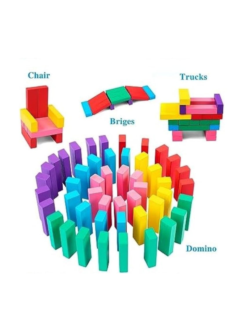 مكعبات بناء خشبية ملونة قابلة للتكديس، 48 قطعة من المكعبات مع مكعبات تحدي برج النرد للأطفال والكبار - Image 5