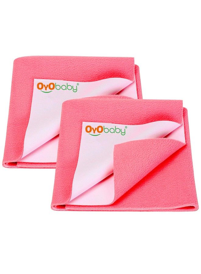 OYO BABY Instadry Anti Piling Fleece Extra Absorbent Quick Dry Sheet For Baby Baby Bed Protector Waterproof Baby Sheet Small Size 70X50Cm Pack Of 2 Salmon Rose Microfleece - Image 1