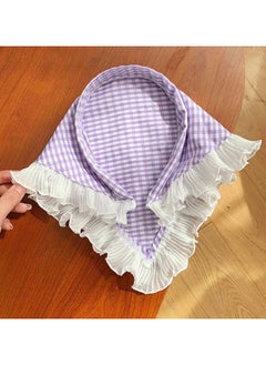 Boho Headscarf Headband with a classic checkered design, adorned with soft ruffles on the edges to add an attractive feminine touch. Perfect for casual and rustic looks, adding a touch of elegance and softness to any outfit."Purple"