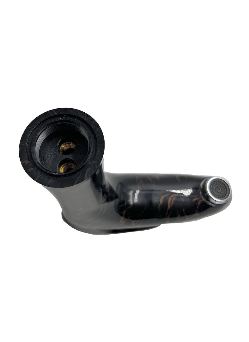 24x7 eMall - 24x7 eMall PVC Basin Mixer Faucet Tap Black Gold Marble Design Hot and Cold Bathroom Tap Short Body - 7 Inches - Image 1