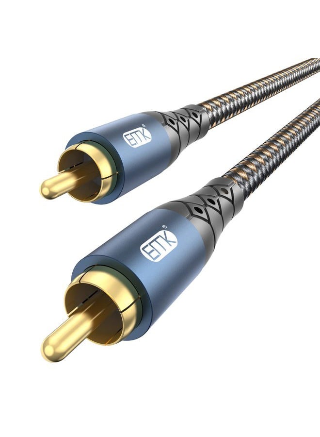 EMK Subwoofer Cable RCA to RCA Audio Cable 24K Gold-Plated Nylon Braided Double Shielded Digital Analogue Supports Amplifiers,Home Theater,Hi-Fi Systems,Subwoofer(6.6ft/2m) - Image 1