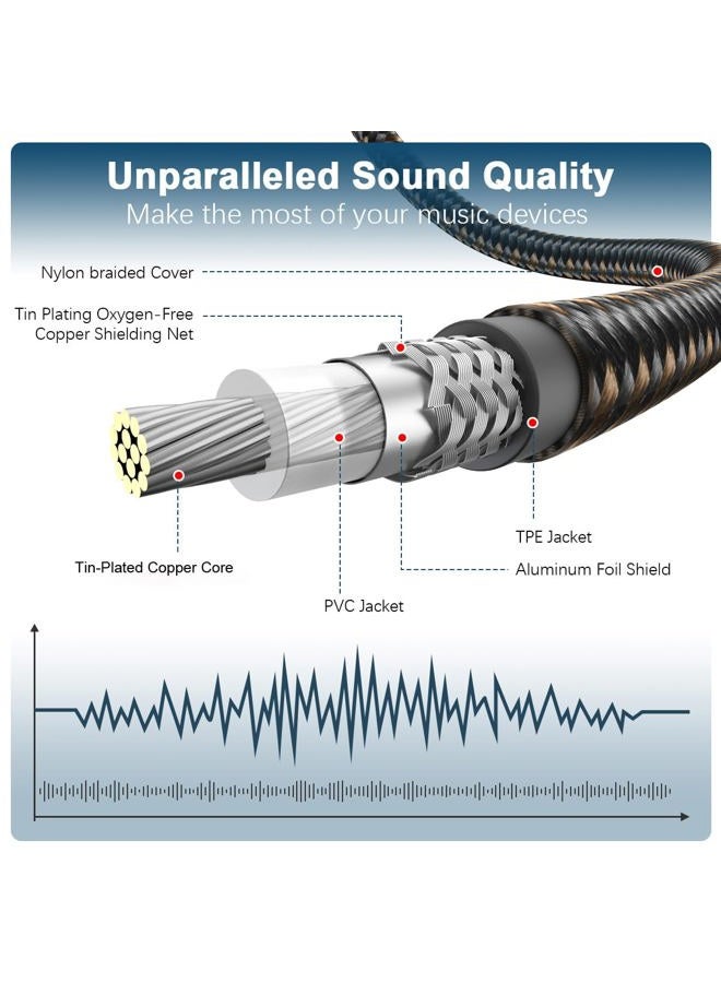 EMK Subwoofer Cable RCA to RCA Audio Cable 24K Gold-Plated Nylon Braided Double Shielded Digital Analogue Supports Amplifiers,Home Theater,Hi-Fi Systems,Subwoofer(6.6ft/2m) - Image 4