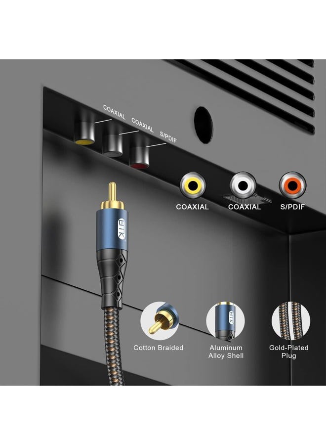 EMK Subwoofer Cable RCA to RCA Audio Cable 24K Gold-Plated Nylon Braided Double Shielded Digital Analogue Supports Amplifiers,Home Theater,Hi-Fi Systems,Subwoofer(6.6ft/2m) - Image 3
