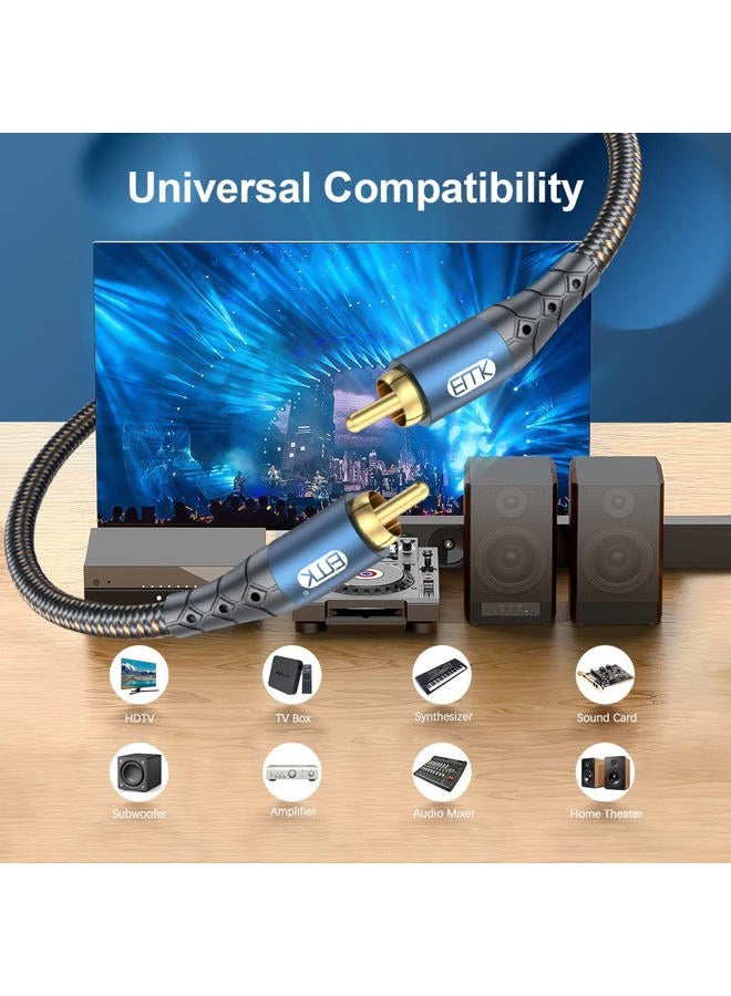 EMK Subwoofer Cable RCA to RCA Audio Cable 24K Gold-Plated Nylon Braided Double Shielded Digital Analogue Supports Amplifiers,Home Theater,Hi-Fi Systems,Subwoofer(6.6ft/2m) - Image 2