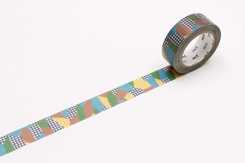 MT mt Washi Masking Tape Borders, 15 mm x 7 mtrs Shade - Separate Check Dull Tone, (Pack of 1)  - Image 1