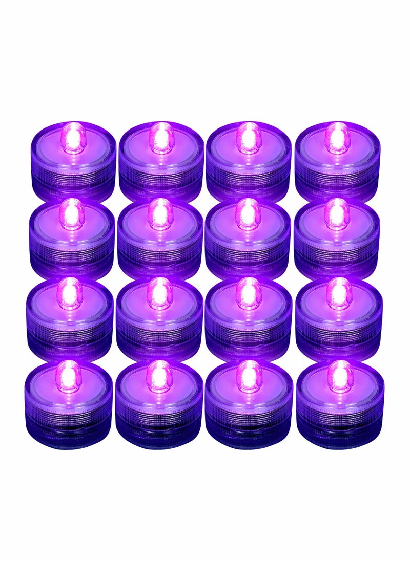 Excefore - Waterproof LED Candle Light, Purple Waterproof Flameless Candle Tea Lights, Underwater Battery Operated Seasonal Festival Celebration LED Tea Light for Table, Wedding Centerpieces, Party, 12 Pack - Image 1