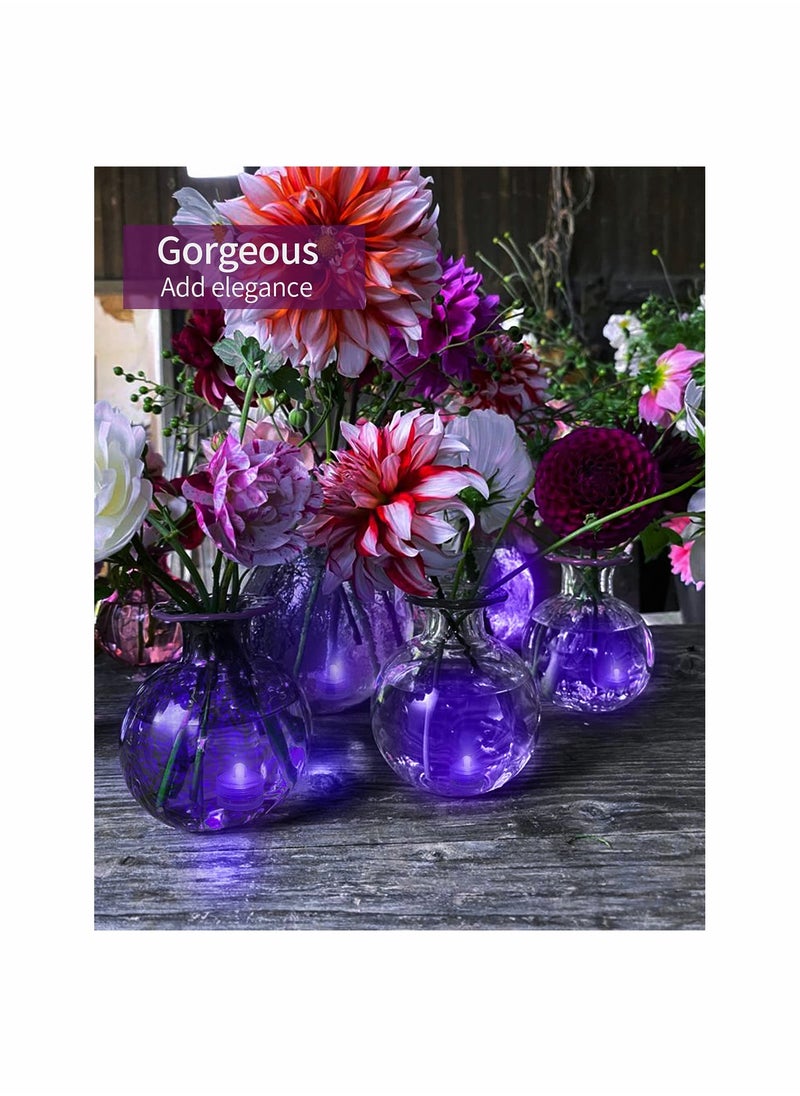Excefore - Waterproof LED Candle Light, Purple Waterproof Flameless Candle Tea Lights, Underwater Battery Operated Seasonal Festival Celebration LED Tea Light for Table, Wedding Centerpieces, Party, 12 Pack - Image 1