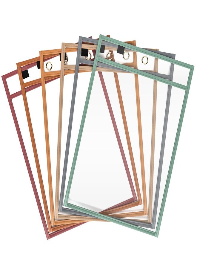 Scribbledo Dry Erase Pockets, 6 Pack Reusable Boho Color Dry Erase Sleeves with Marker Holder Colorful Dry Erase Pocket Sleeves for School Classroom Bohemian Colors Sheet Protectors Ticket Holders - Image 4