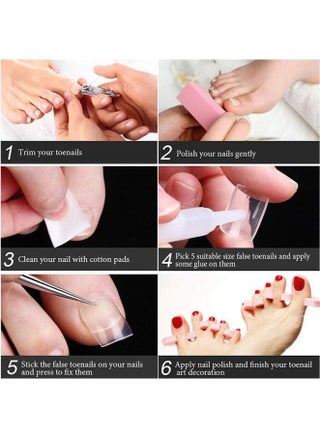 550 Pieces False Toenails Tip with Box Ultrathin Transparent Toenail 11 Sizes for Nail Salon and Foot Decoration - view 5