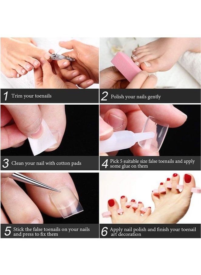 Lemon 550 Pieces False Toenails Tip with Box Ultrathin Transparent Toenail 11 Sizes for Nail Salon and Foot Decoration - Image 5