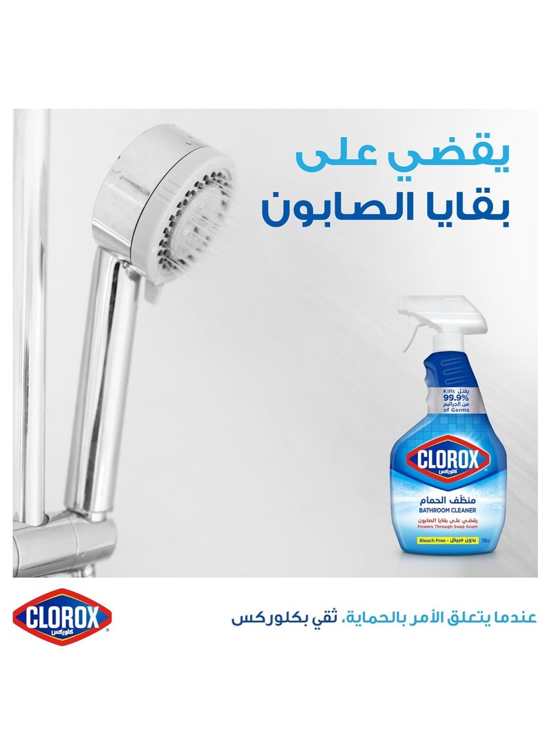 Clorox Bathroom Cleaner Spray, Bleach Free, Powers Through Soap Scum, 750ml  - Image 3