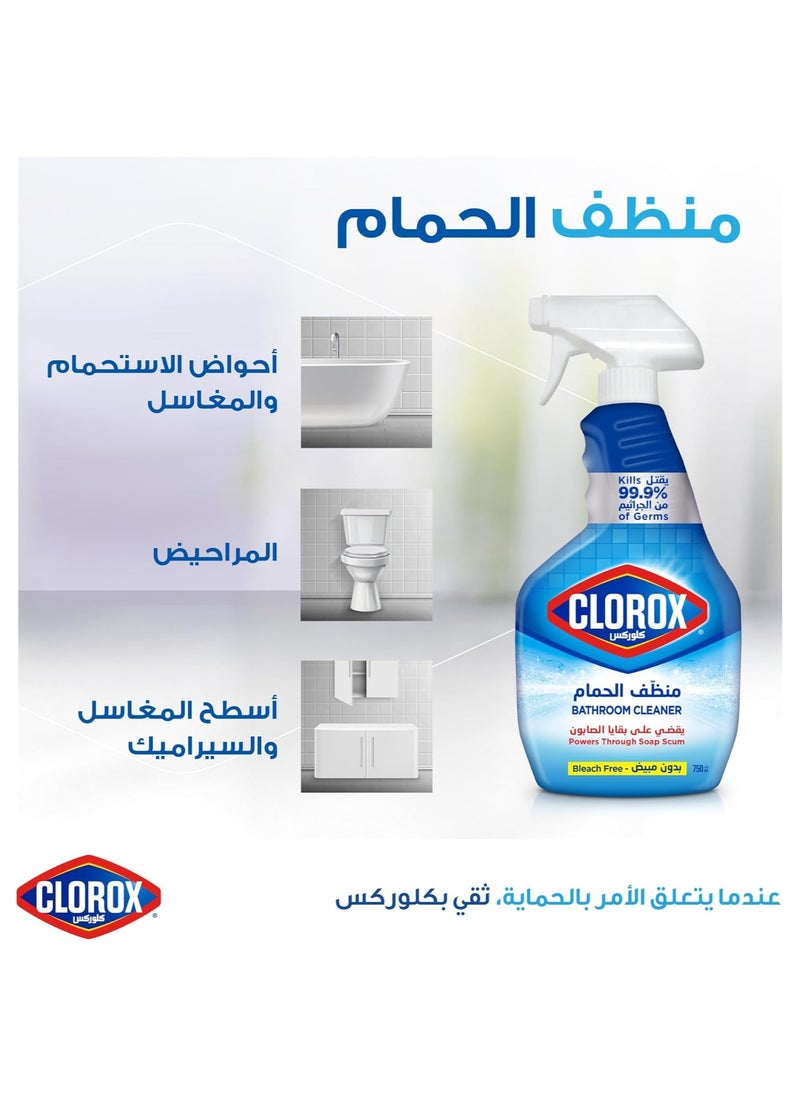 Clorox Bathroom Cleaner Spray, Bleach Free, Powers Through Soap Scum, 750ml  - Image 2