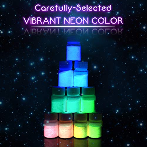 Limino Glow In The Dark Pigment Powder - 10 Color x 25g Epoxy Resin Color Pigment Dyes for DIY Slime Coloring Kit - Luminous Skin Safe Self Glowing for Acrylic Paint, Nail Art, Painting, Crafts - 0.88oz Each - Image 2