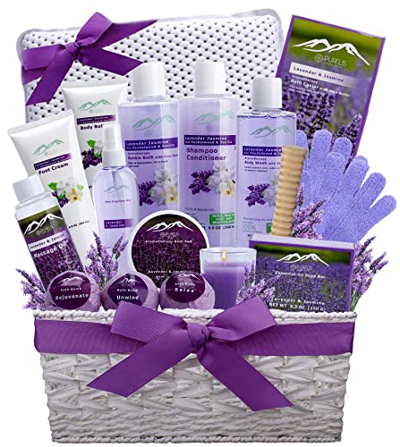 Gift Baskets for Women Relaxing Lavender Bath Gifts for Her Spa Basket is Filled with All Natural Spa Goodies Sulfate  Paraben Free Spa Gifts for Women