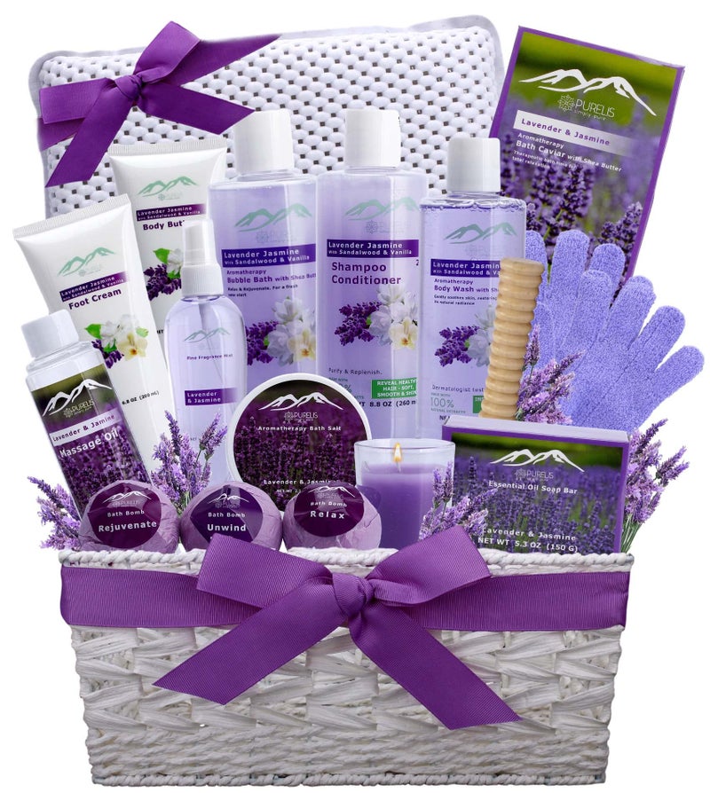 Purelis Gift Baskets for Women. Relaxing Lavender Bath Gifts for Her Spa Basket is Filled with All Natural Spa Goodies! Sulfate & Paraben Free. Spa Gifts for Women. - Image 2
