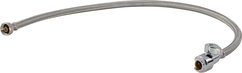 SharkBite Max 30 In. Stainless Steel Braided Faucet Connector with Straight Stop Valve, 1/2 Inch PTC x 1/2 Inch FIP, PEX Pipe, Copper, CPVC, PE-RT, HDPE, UR24687 - Image 1