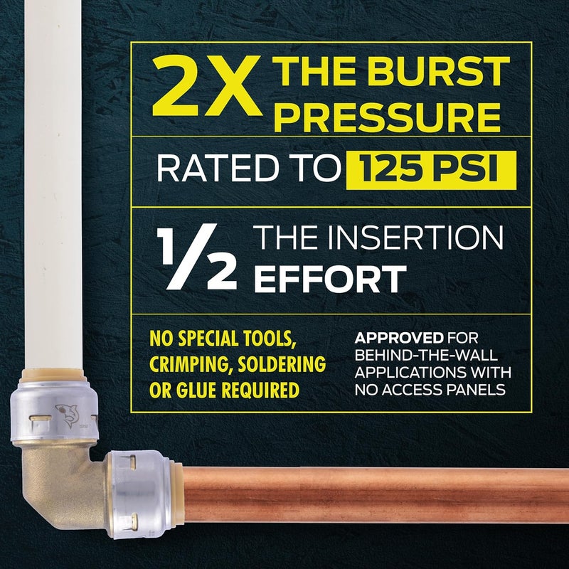 SharkBite Max 30 In. Stainless Steel Braided Faucet Connector with Straight Stop Valve, 1/2 Inch PTC x 1/2 Inch FIP, PEX Pipe, Copper, CPVC, PE-RT, HDPE, UR24687 - Image 3