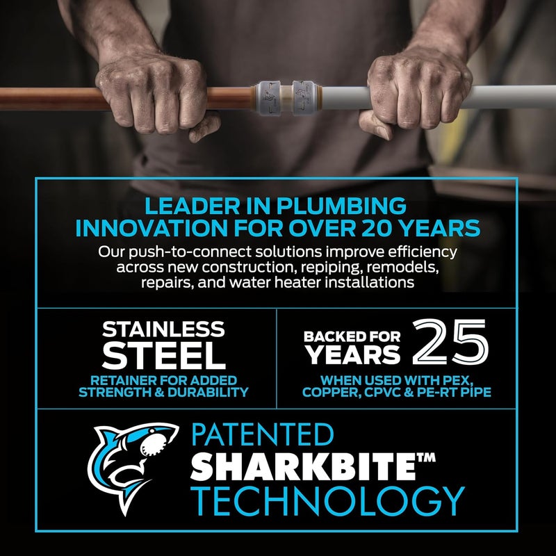 SharkBite Max 30 In. Stainless Steel Braided Faucet Connector with Straight Stop Valve, 1/2 Inch PTC x 1/2 Inch FIP, PEX Pipe, Copper, CPVC, PE-RT, HDPE, UR24687 - Image 4