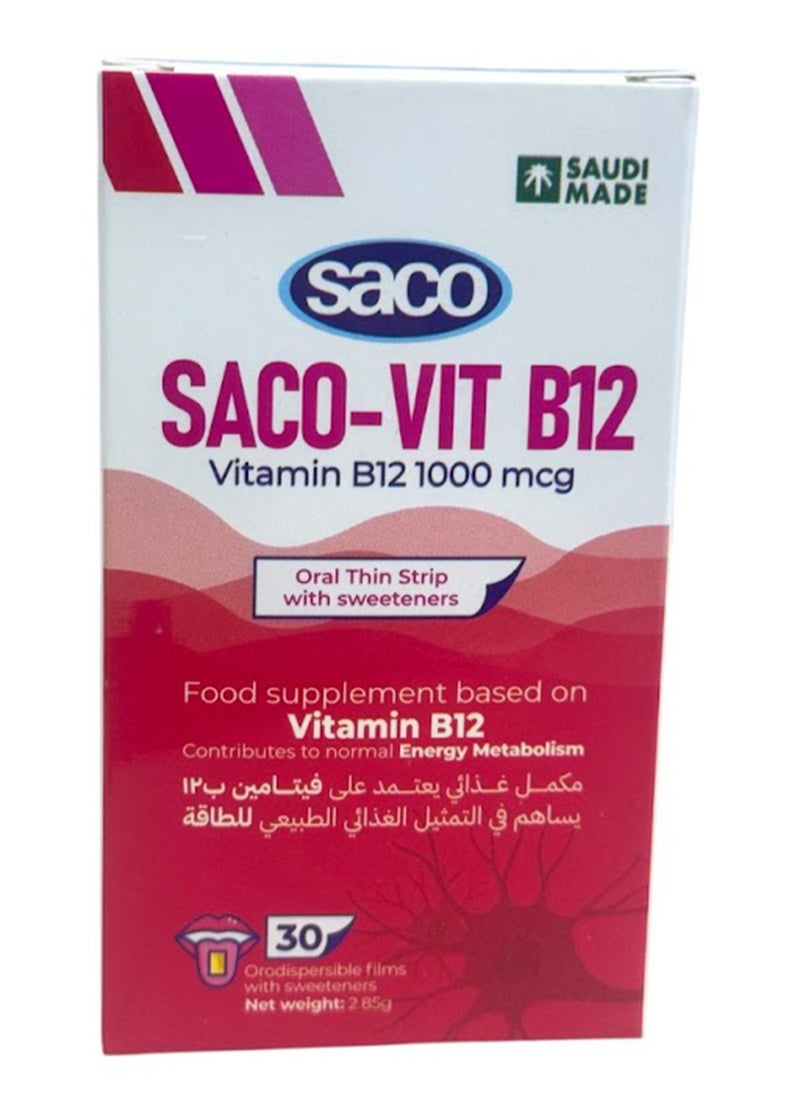 Saco - Saco Vit B12 30 Strip Raspberry Taste - Image 1