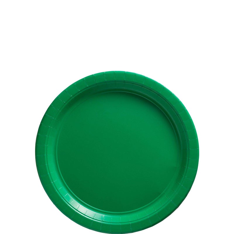 Amscan Festive Green Round Paper Plates  675 50 Pc  Sturdy  EcoFriendly Party Essentials  Perfect for Celebrations  Events