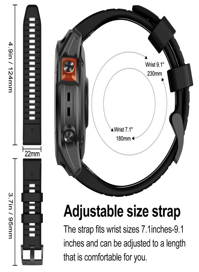 MYSNBKN 22 mm Quick Fit Bracelet for Fenix 8 47 mm/Fenix 7 Pro/Fenix 7/Fenix 6 Pro/Fenix 6/Fenix 5/Fenix E/EPIX 2, Soft Silicone Replacement Strap for Forerunner 935/945/955/745/Approach S60/S62 - Image 5