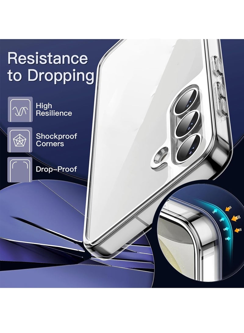 تشابي لاين  غطاء حماية بزوايا ناعمة من مادة TPU مع غطاء صلب من البولي كربونات لهاتف سامسونج جالاكسي S24+ / جالاكسي S24 بلس 5G 2024 شفاف - Image 3