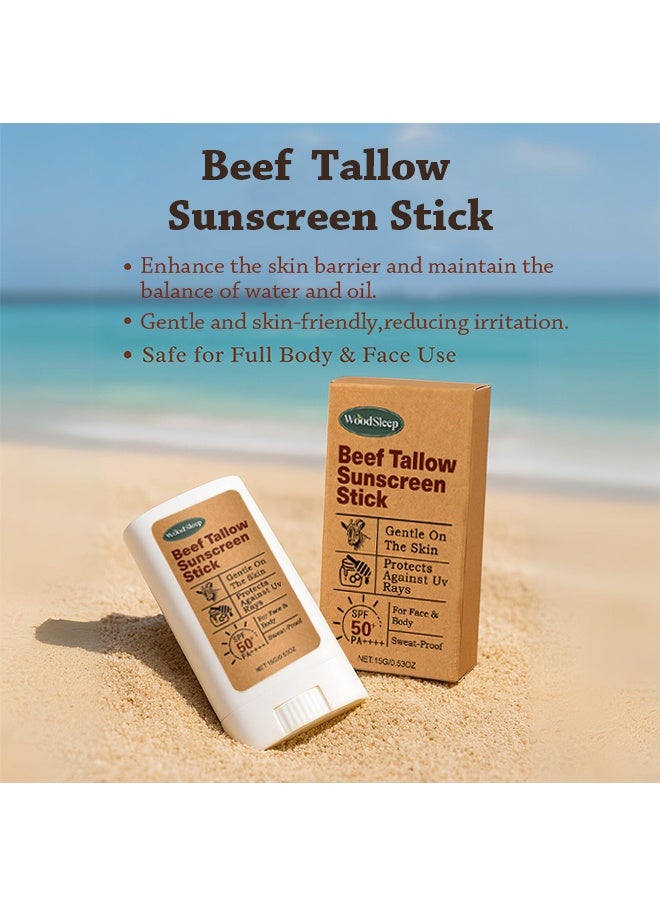 WoodSleep Beef Tallow Sunscreen Stick ,SPF 50 – Tallow-Based Mineral Sunscreen for Face & Body, Water-Resistant Natural Sunblock 15G - Image 4