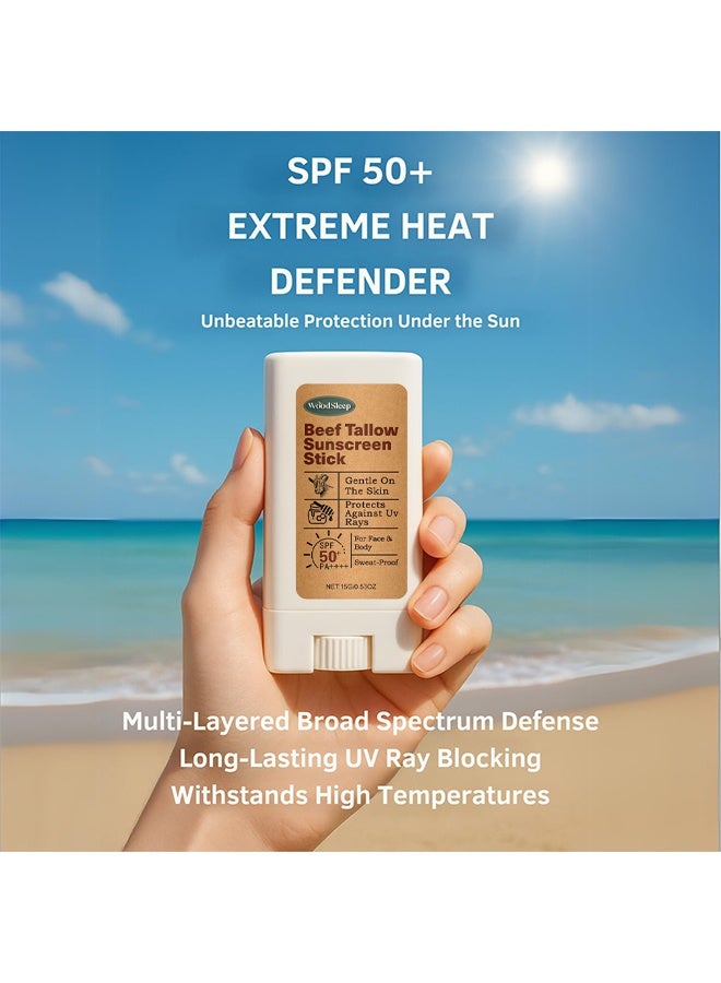 WoodSleep Beef Tallow Sunscreen Stick ,SPF 50 – Tallow-Based Mineral Sunscreen for Face & Body, Water-Resistant Natural Sunblock 15G - Image 2