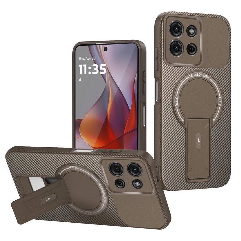 إيروريكس جراب هاتف موتورولا موتو جي 75 5 جي مصنوع من ألياف الكربون مع حامل MagSafe (بني) - Image 1