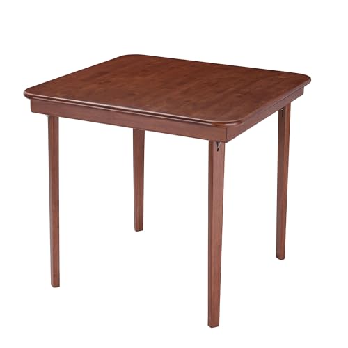 Meco MECO Stakmore Classic Straight Edge Solid Wood Folding Card Table Cherry Frame 