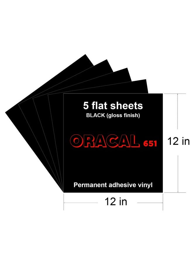 ORACAL 12X12 Black Permanent Adhesive Backed Vinyl Sheets 5 Pack Gloss Oracal 651 Vinyl Black For Indoor/Outdoor Marking Lettering Decorating Signs Decals Window Graphics For Cricut Silhouette  - Image 2