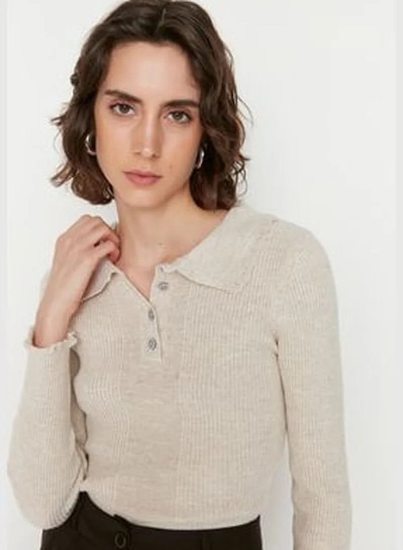 trendyol Stone Polo Collar Knitwear Sweater