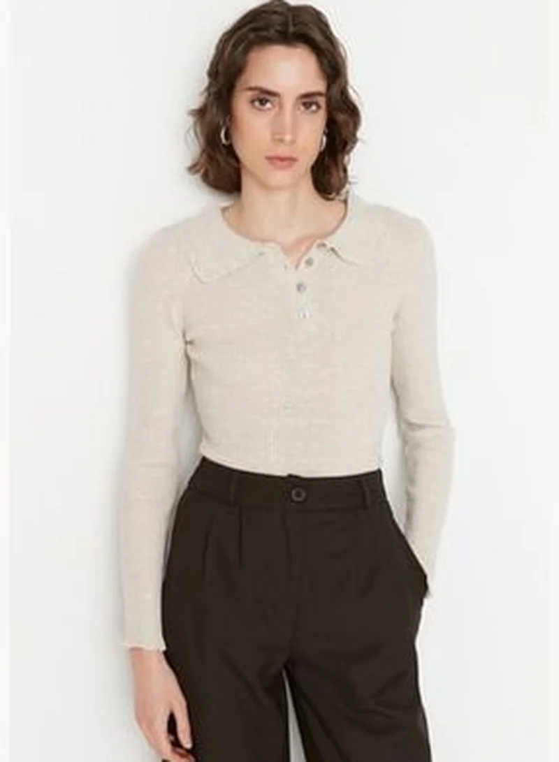 trendyol Stone Polo Collar Knitwear Sweater