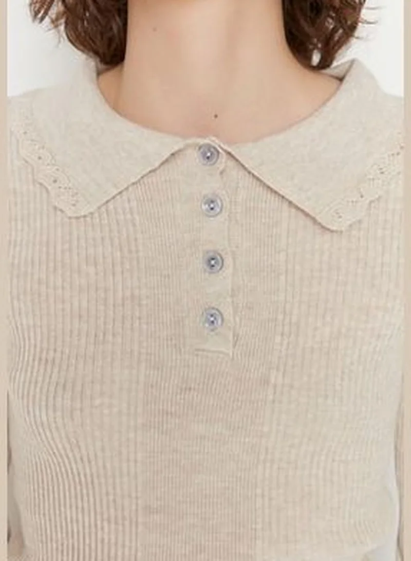 trendyol Stone Polo Collar Knitwear Sweater
