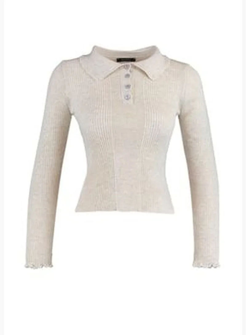 trendyol Stone Polo Collar Knitwear Sweater